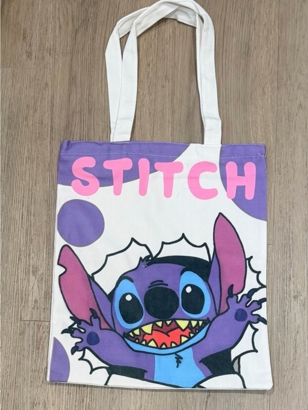 Stitch Canvas Tote Bag for Kids - Purple & Pink